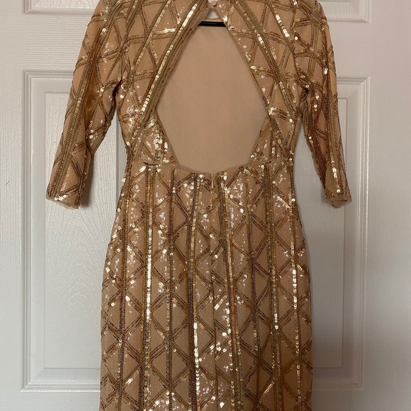 ASOS GOLD SEQUIN DRESS PETITE - Picture 7 of 9